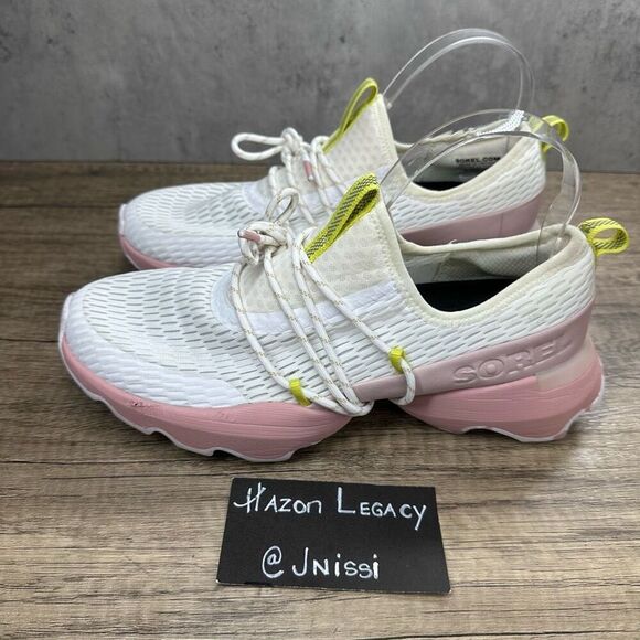 Sorel~Women’s~Kinetic Impact Sneakers White/Pink Mesh Lace Up Low~Size 8 - Picture 1 of 10